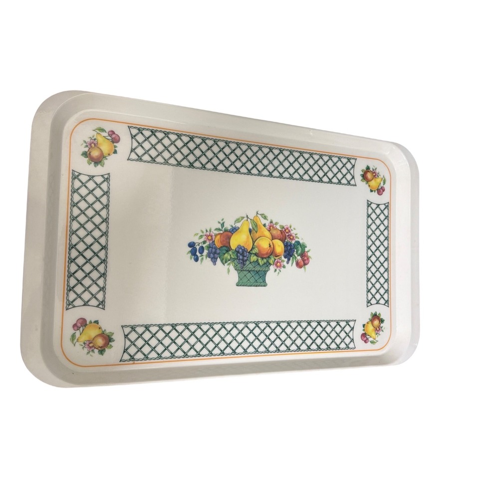 Vintage Mebel V2 Italy Melamine Serving Tray Fruit Basket Lattice Cream 17.5in